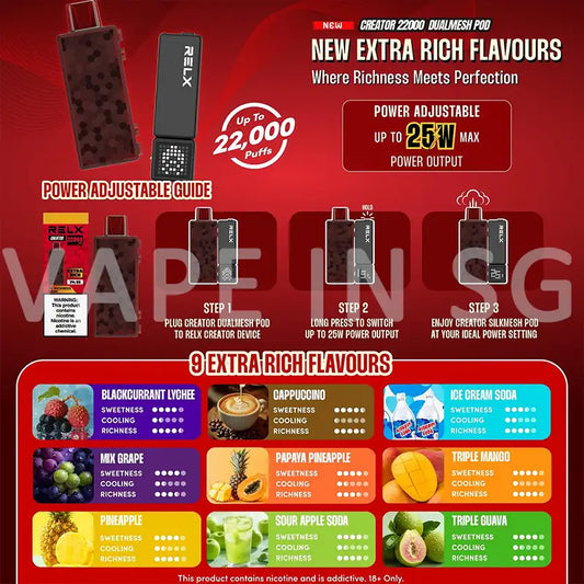 RELX-CREATOR-22000-PUFFS-CARTRIDGE-POD-SINGAPORE-VAPEINSG-FLAVOUR